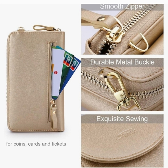 S-Zone Small Crossbody Bag - Cell Phone Purse RFID Blocking Wallet - Picture 4 of 7